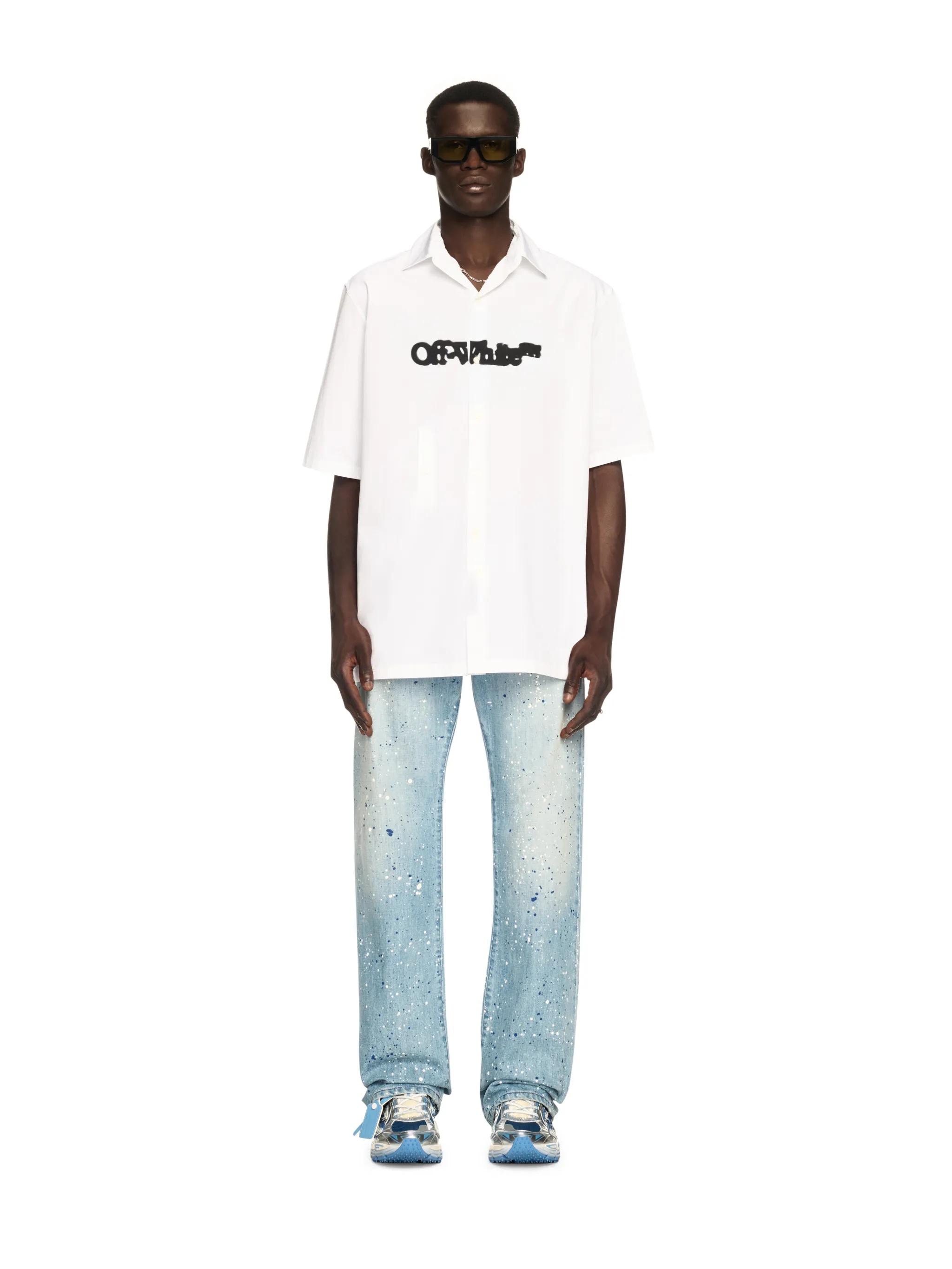 White Spray Arrow Bowling Shirt - 2