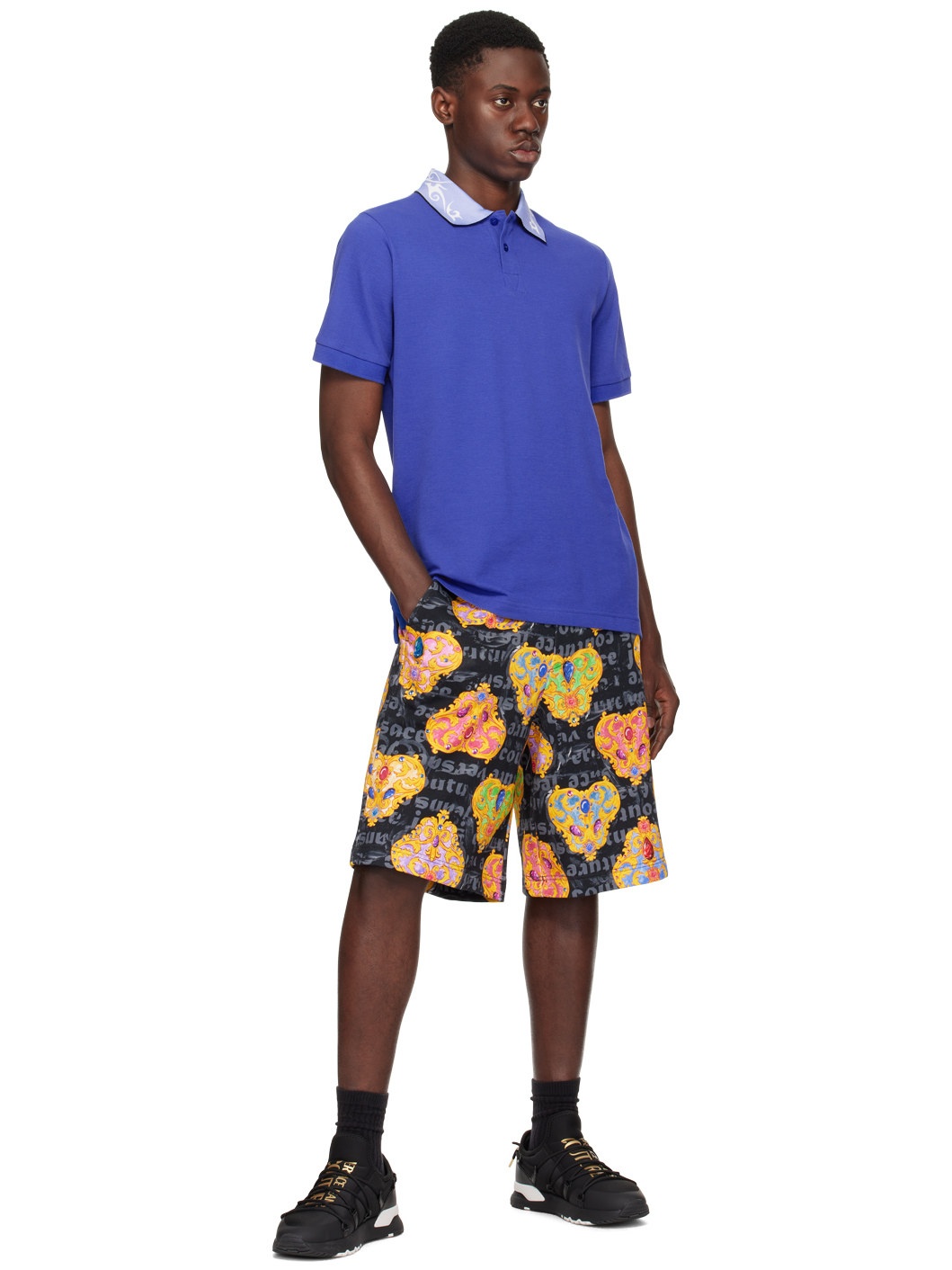 Black & Gold Heart Couture Shorts - 4