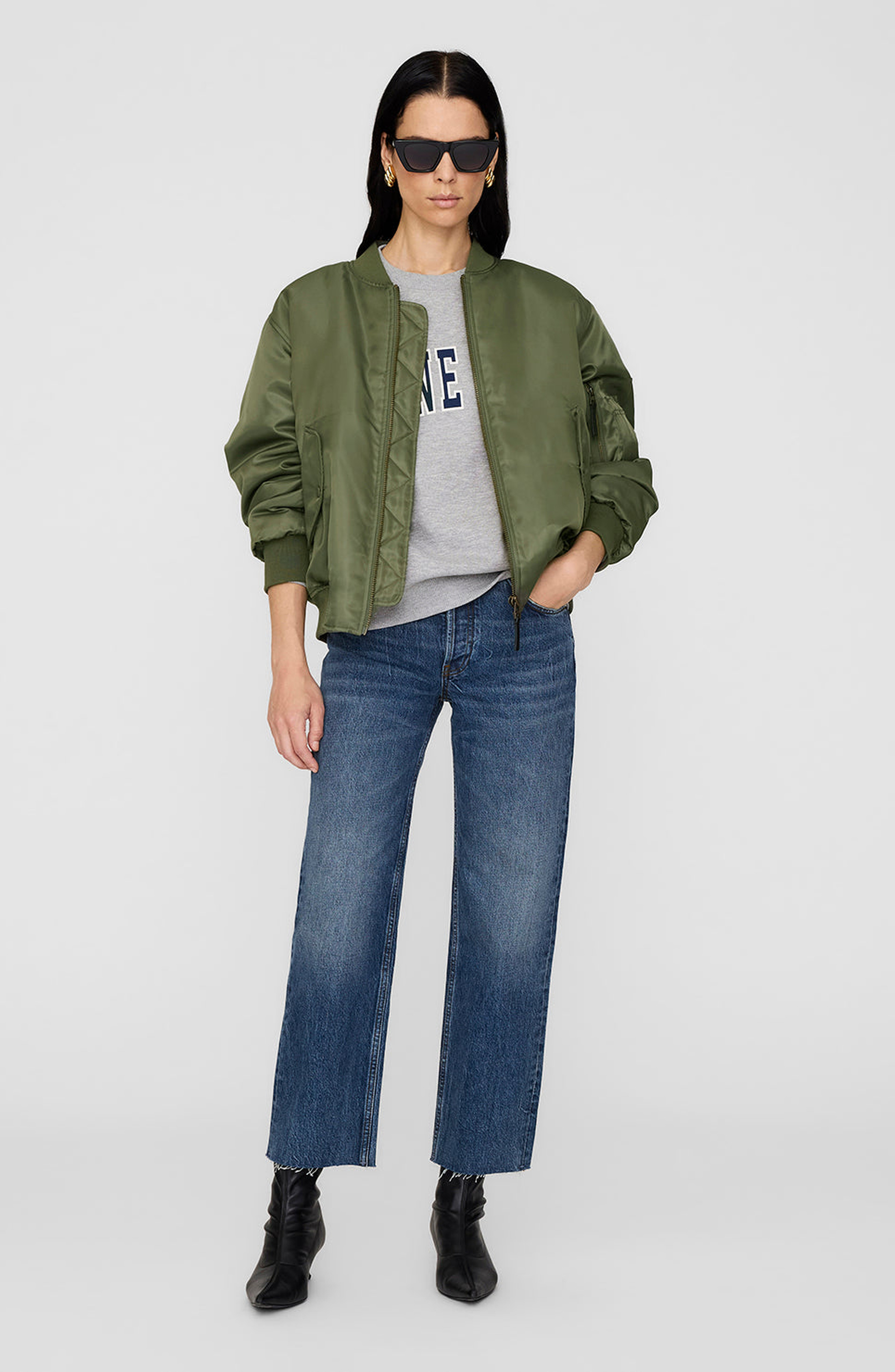 ANINE BING Spencer Crewneck Pullover Sweatshirt in Medium Heather Grey at Nordstrom - 5