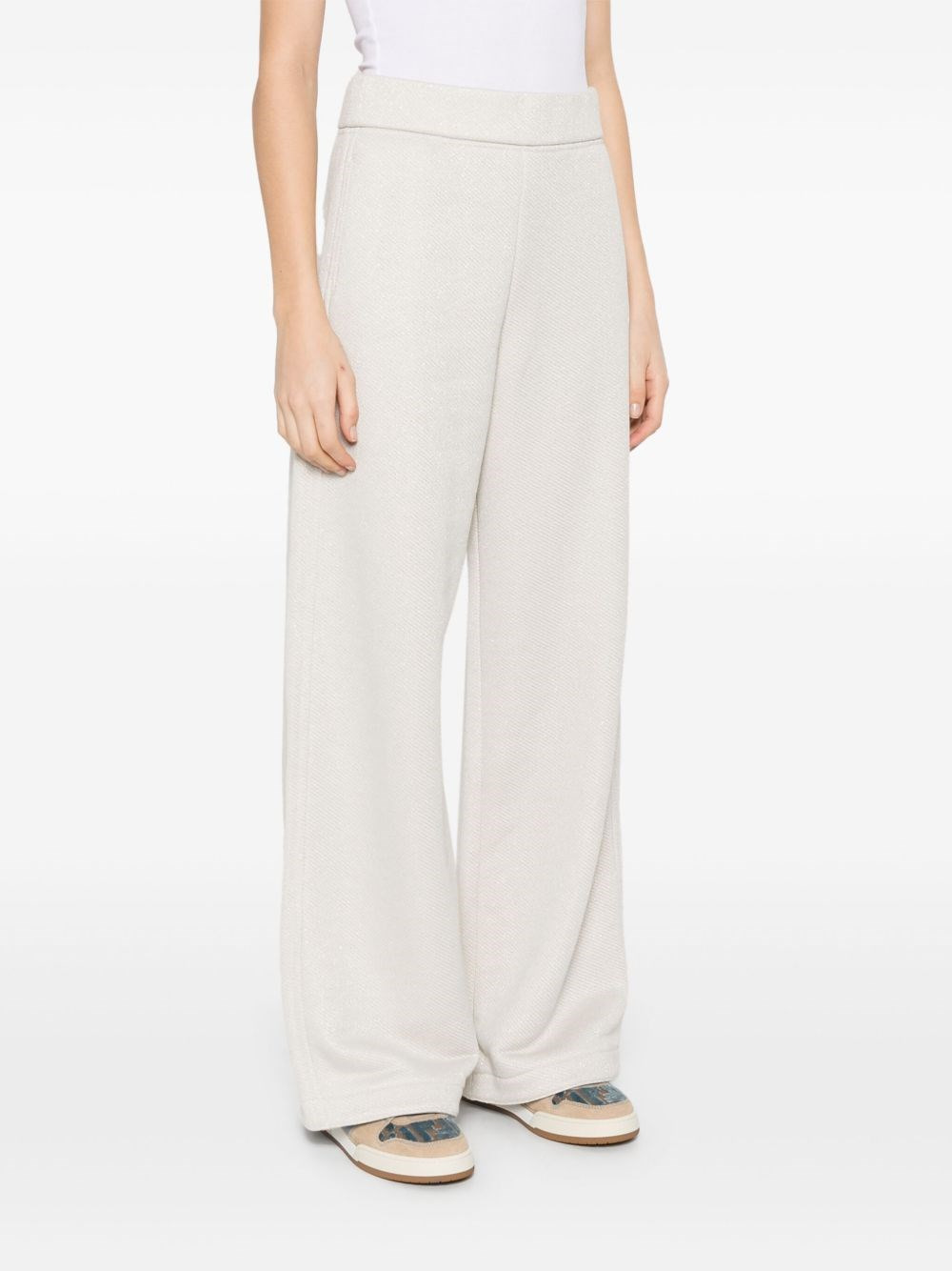 Cotton blend wide-leg trousers - 5