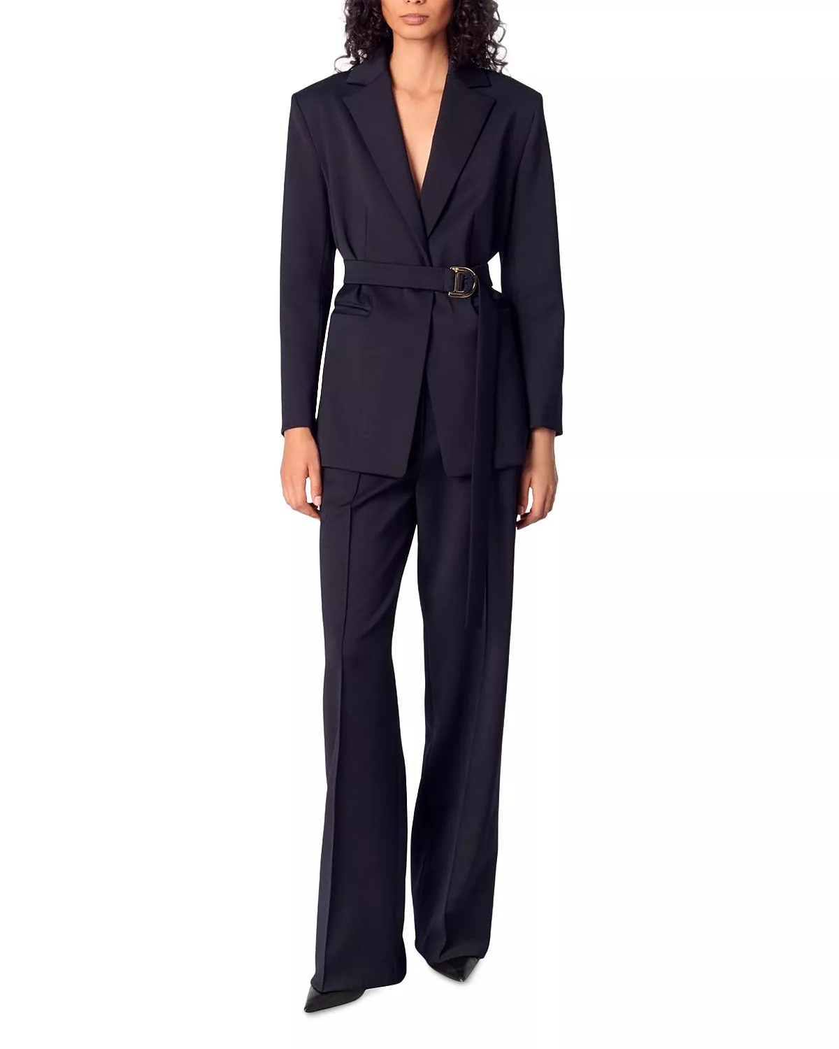 Villeplisse Belted Satin Lapel Blazer - 2