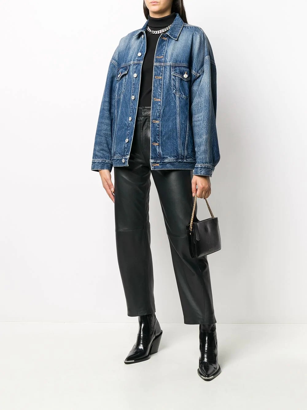 oversized buttoned denim jacket - 2