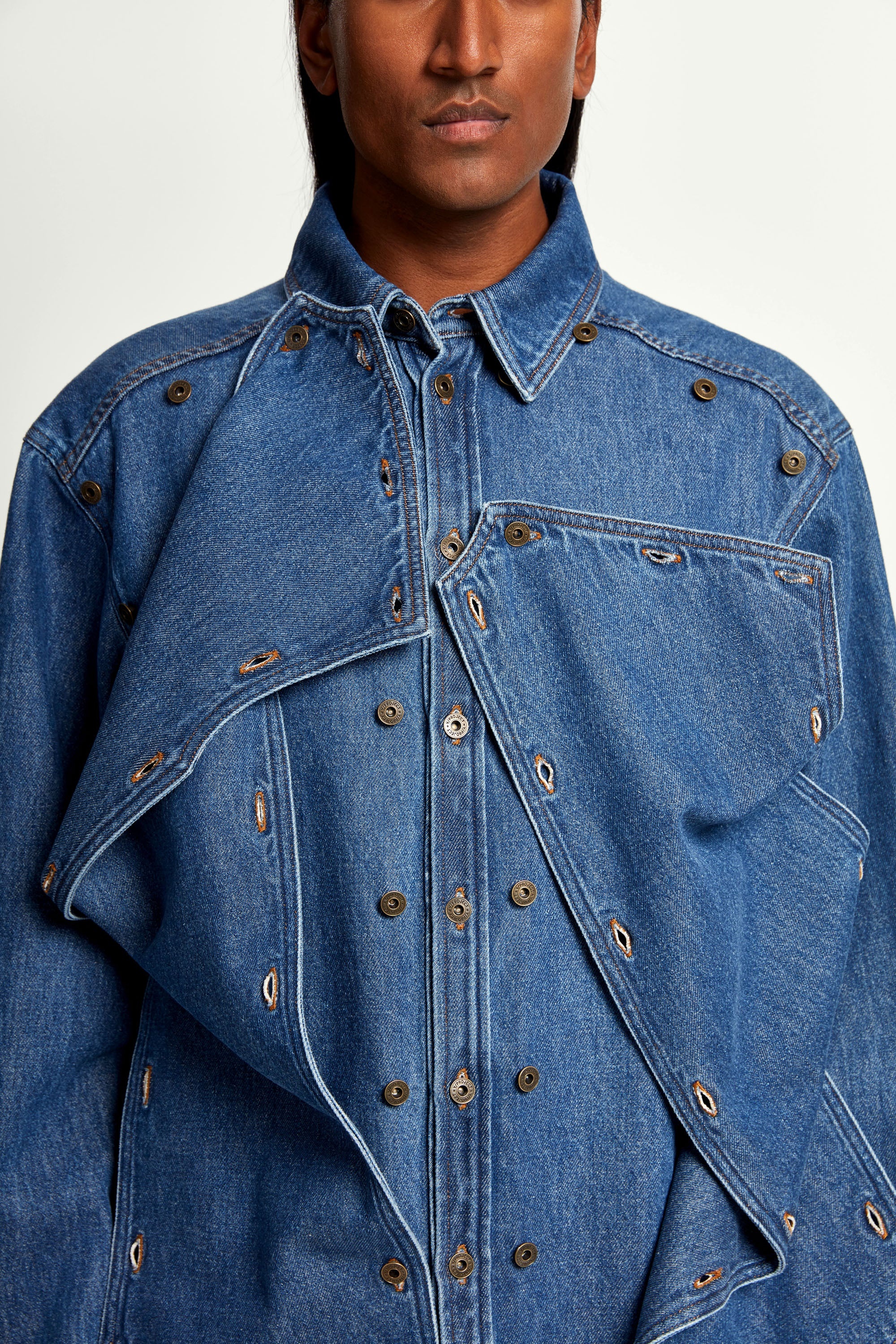 Classic Button Panel Denim Shirt - 7