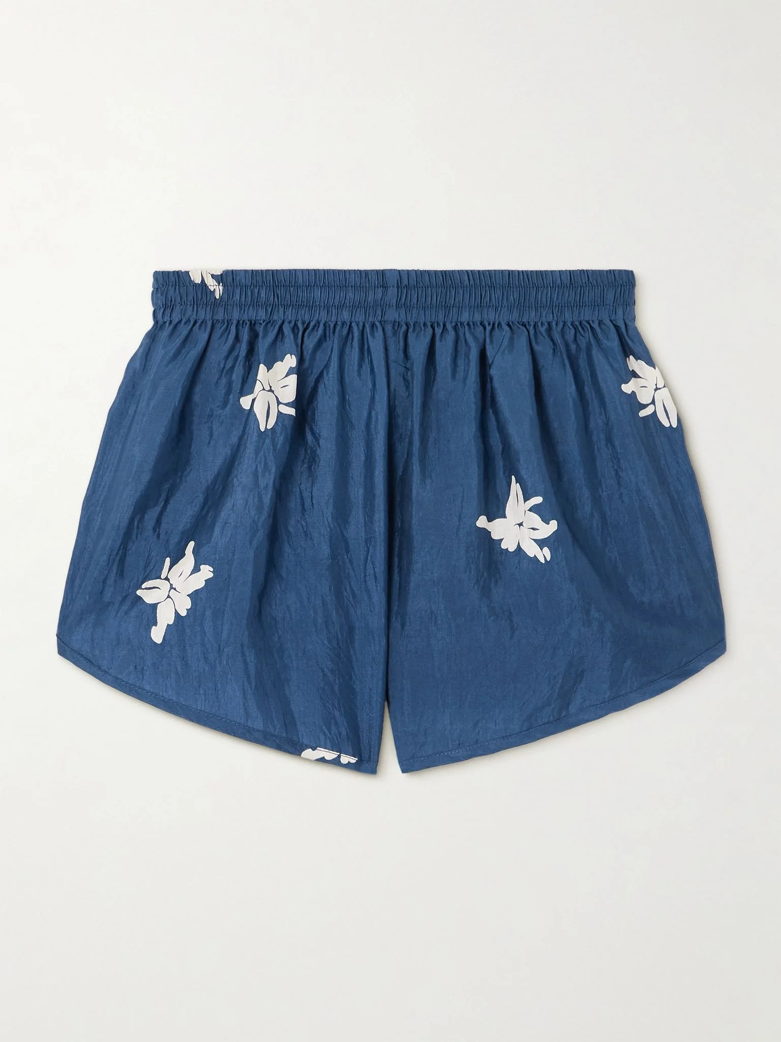 Lucy Pacific floral-print silk shorts Storm blue - 1