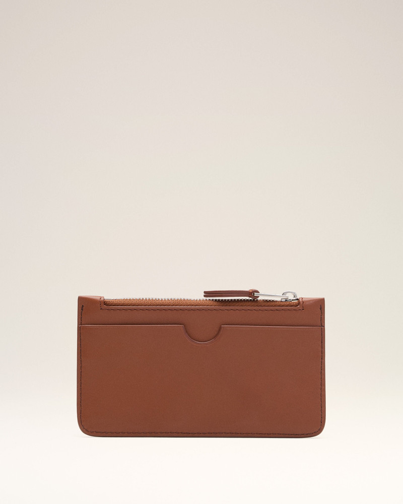 AMI Paris BROWN COWHIDE LEATHER AMI DE COEUR ZIPPED CARD HOLDER outlook