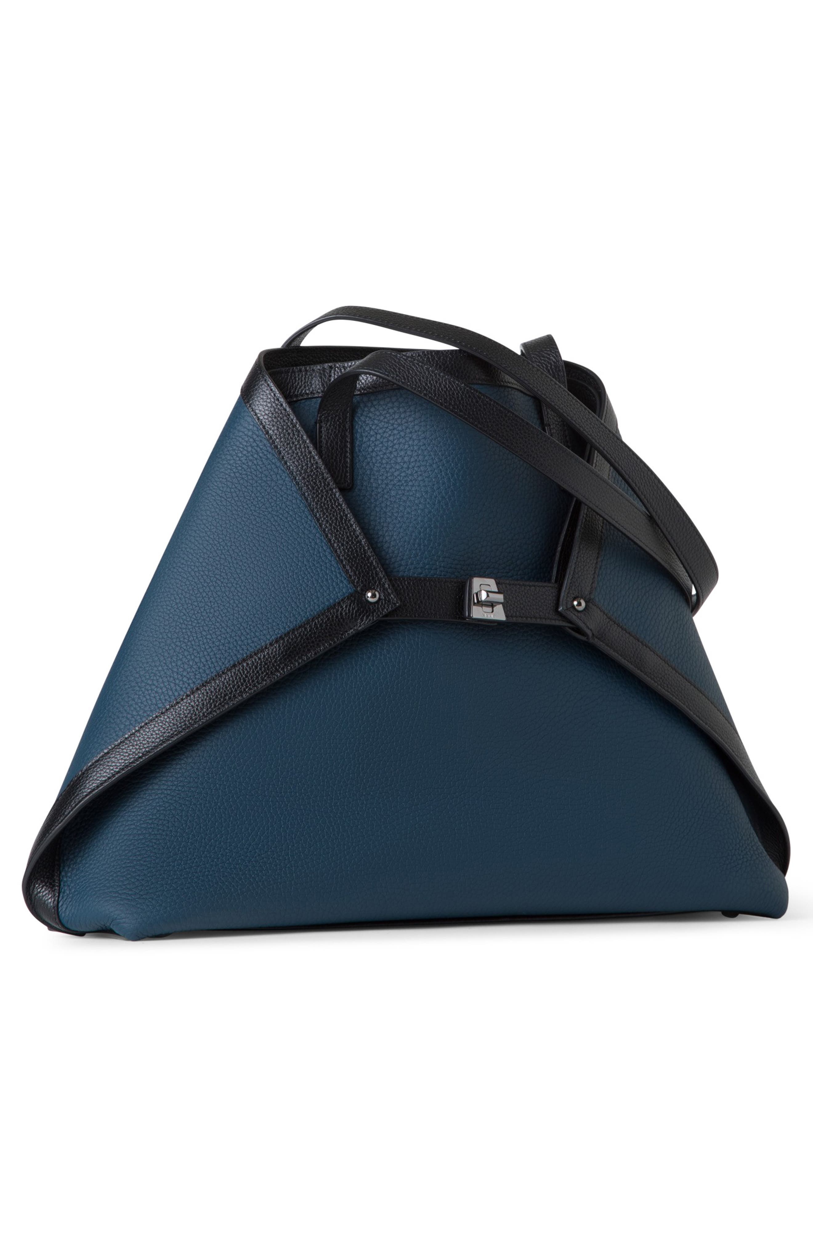 Akris Medium AI Colorblock Leather Tote in Pacific/Black at Nordstrom - 3