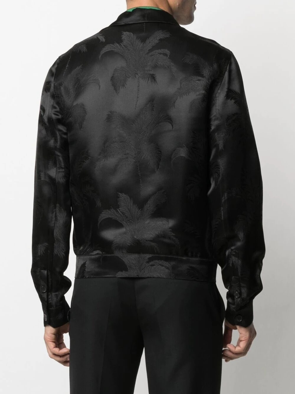 palm tree print silk bomber - 4