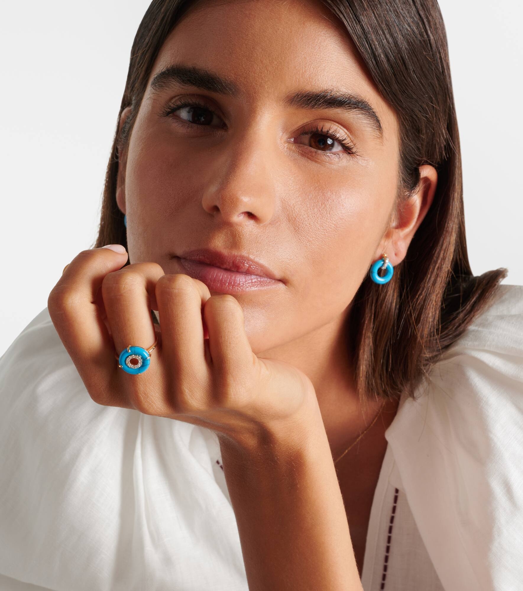 14kt gold ring with turquoise and diamonds - 2
