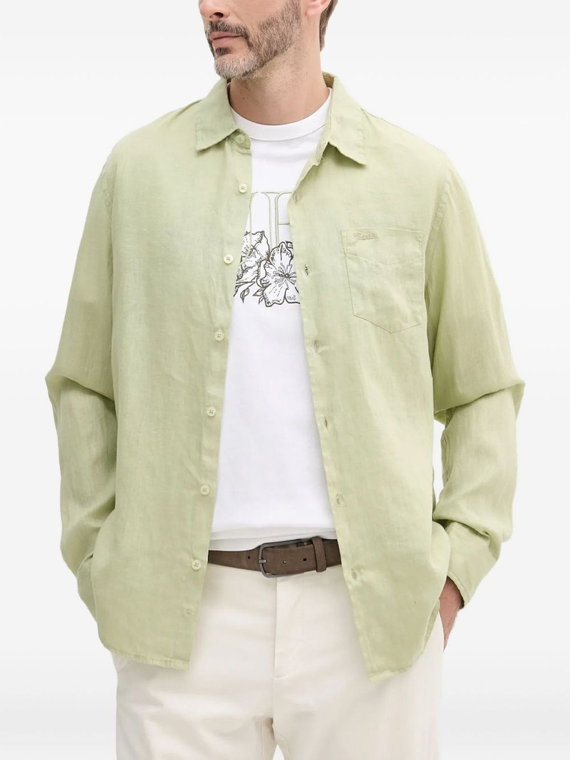 embroidered-logo linen shirt 1