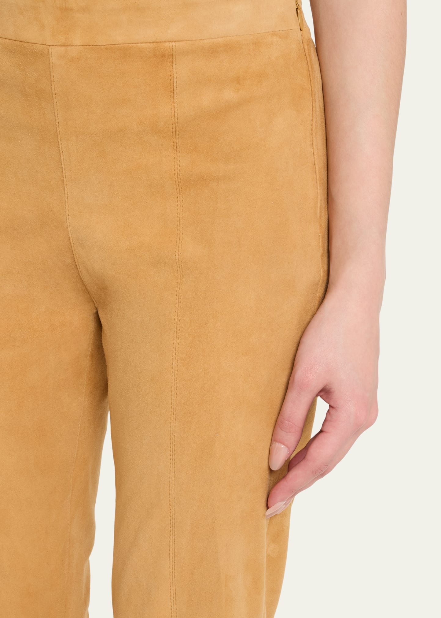 Suede Ankle Flare Pants with Princess Seaming - 5