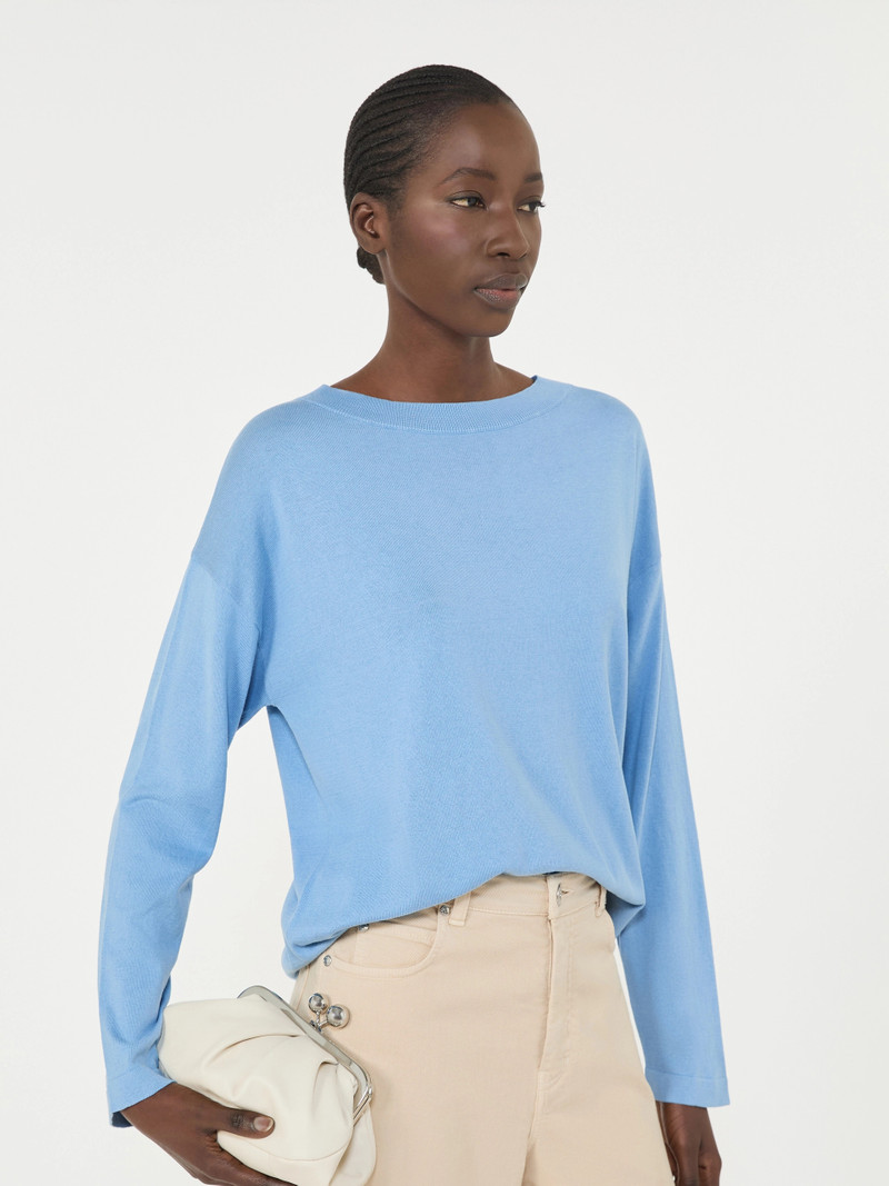 LEPRE Silk and cotton yarn sweater - LIGHT BLUE 5