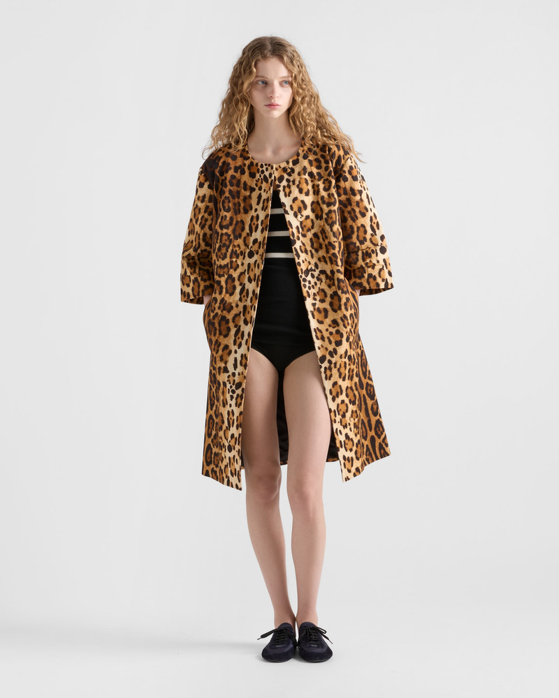 Prada Single-breasted animal print drill coat outlook