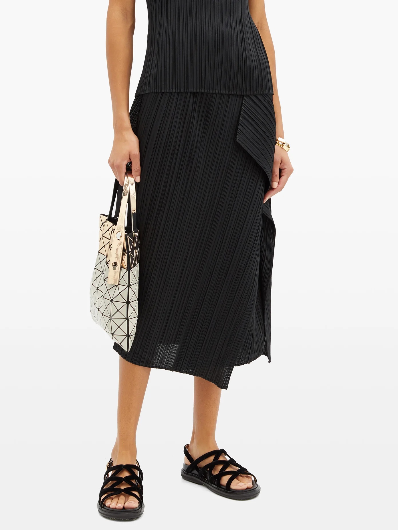 Asymmetric technical-pleated skirt - 6