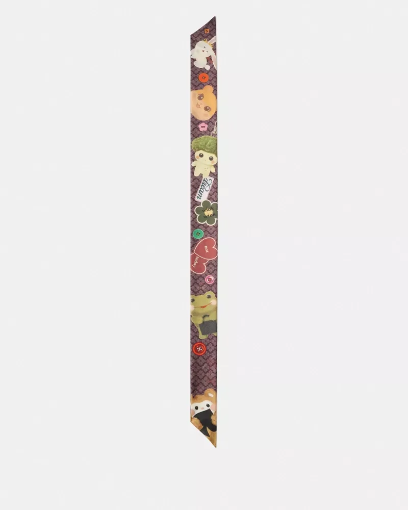 Silly Friends Silk Skinny Scarf - 1