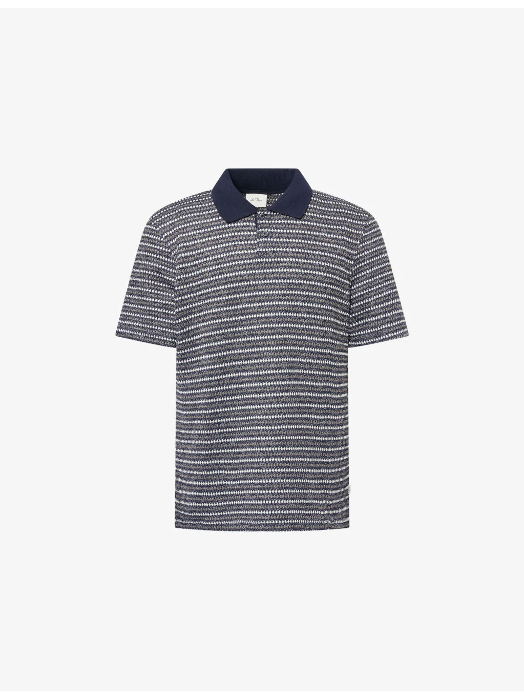 Striped Short-Sleeve Knitted Polo Shirt - 1