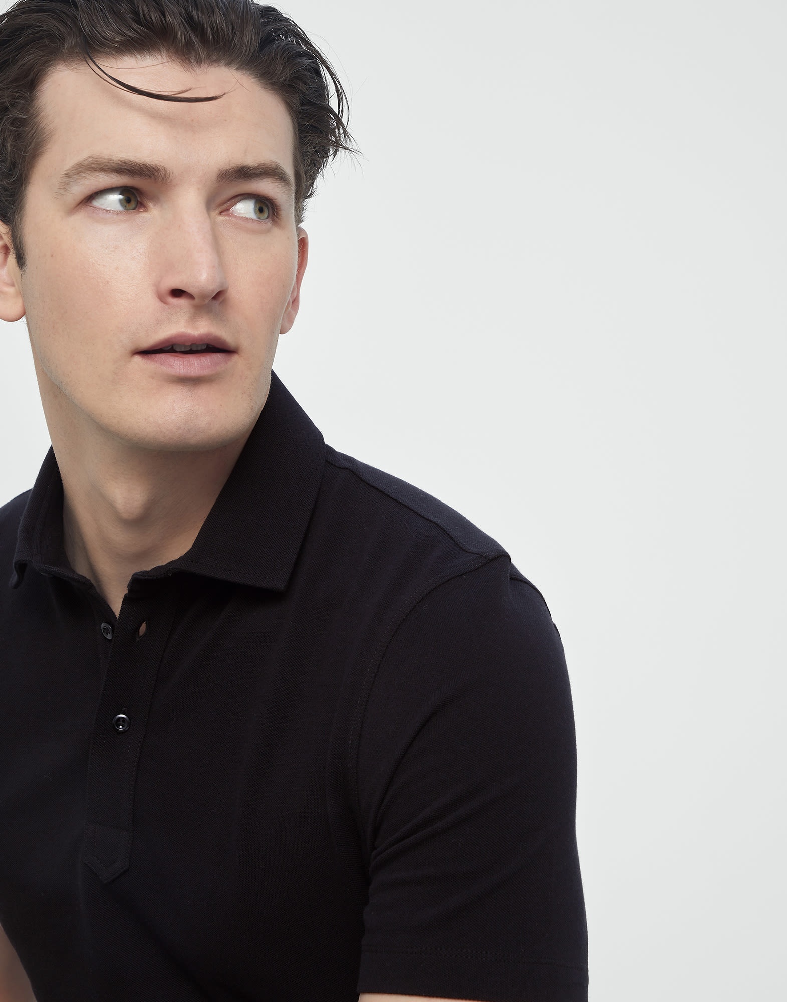 Cotton piqué slim fit polo with shirt-style collar - 3