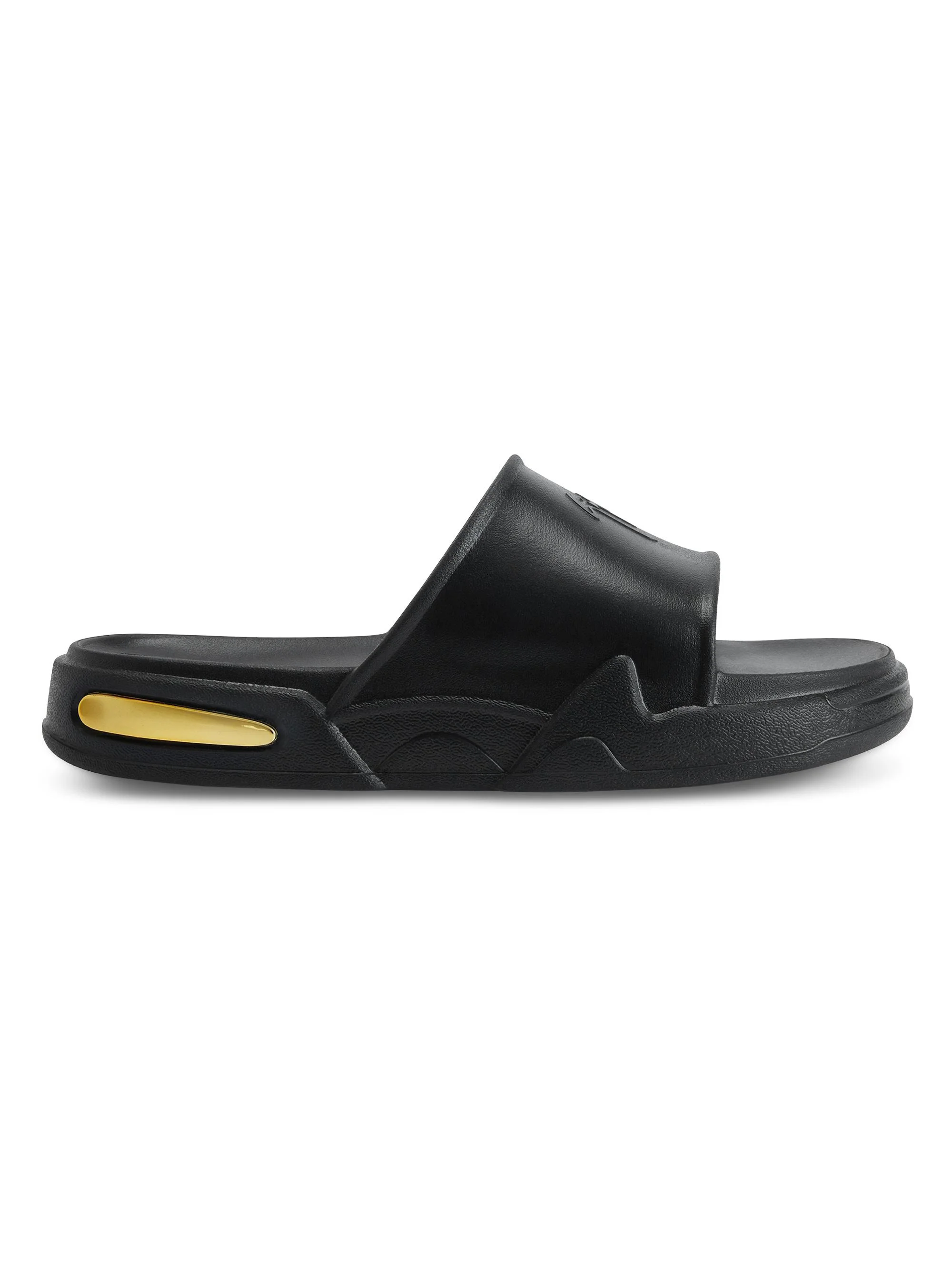 Men's Leather Platform Slide Sandals - Black - 1