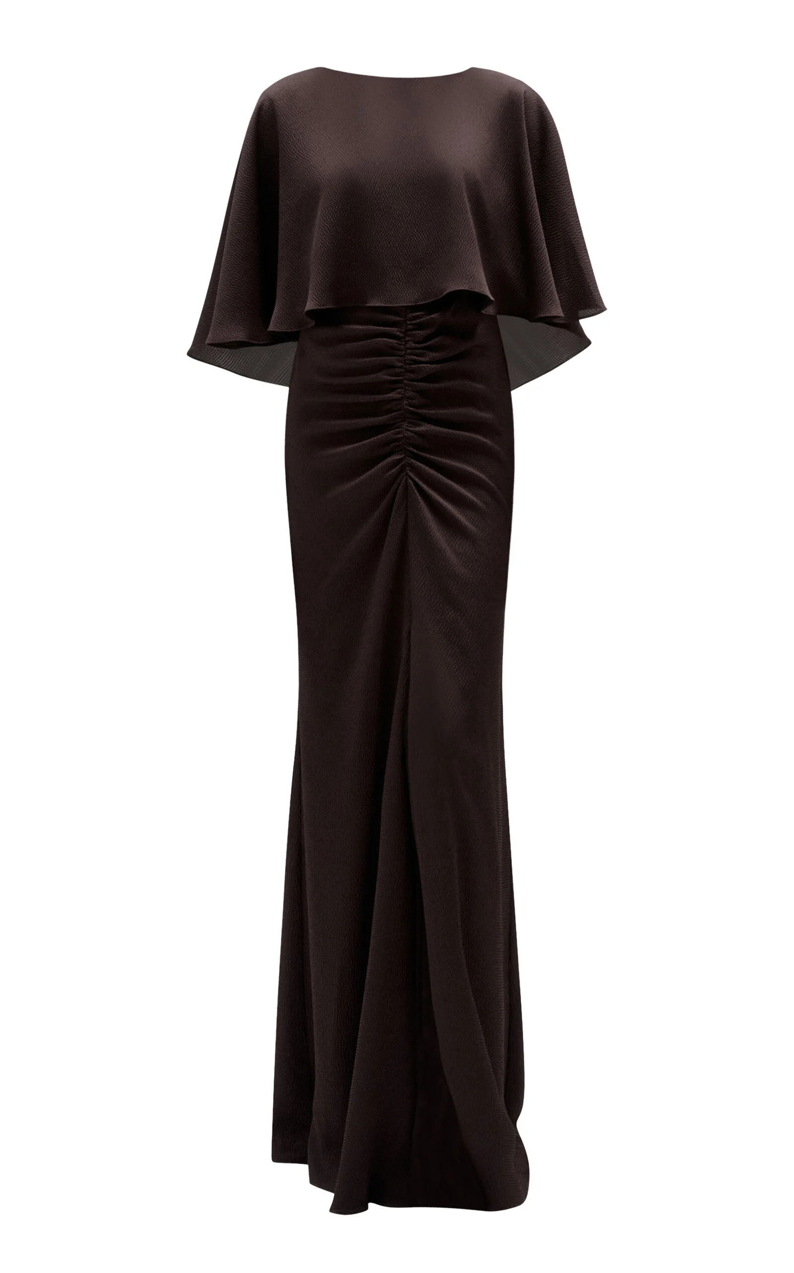 Hammered Satin Cape Gown - 1