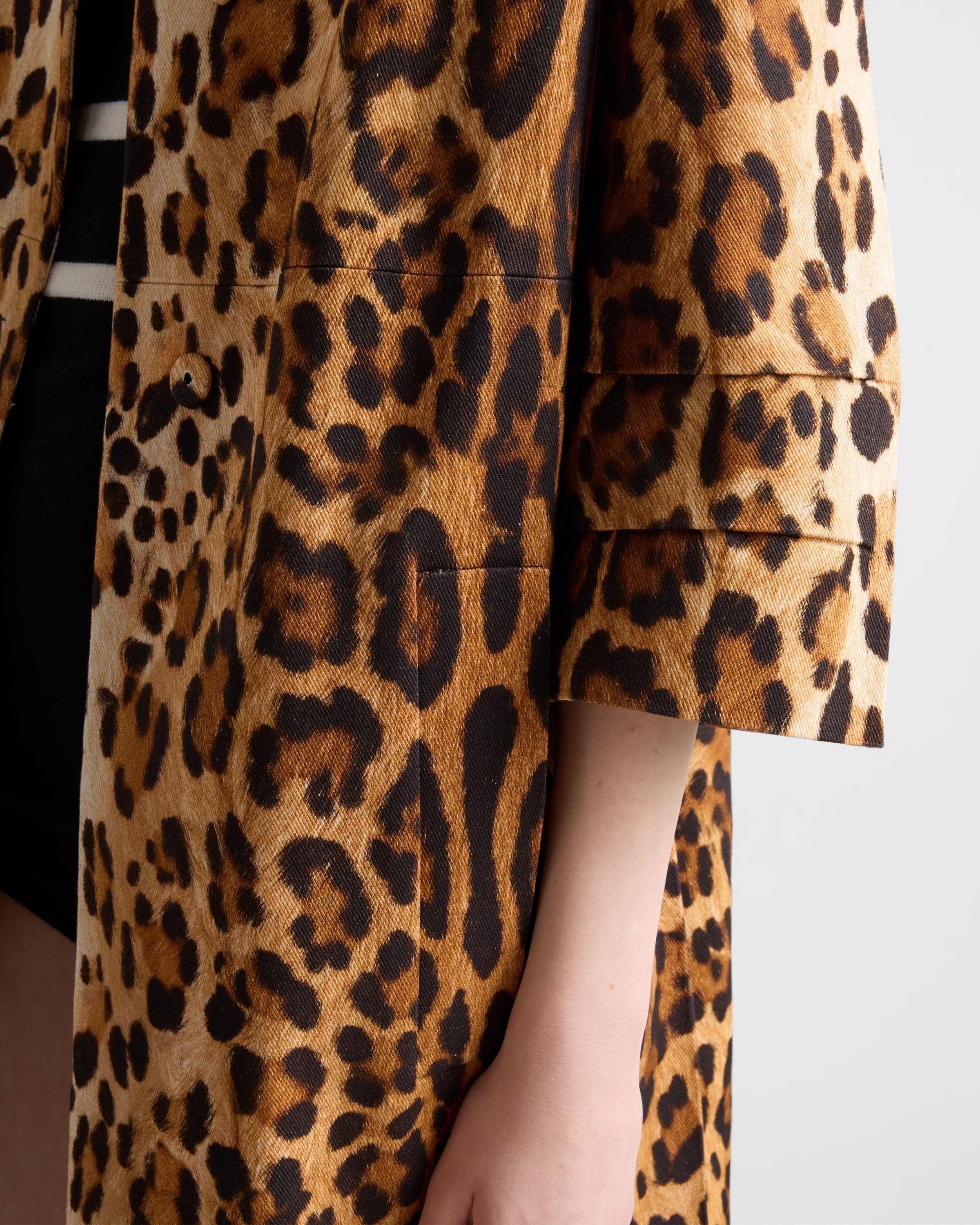 Single-breasted animal print drill coat - 4