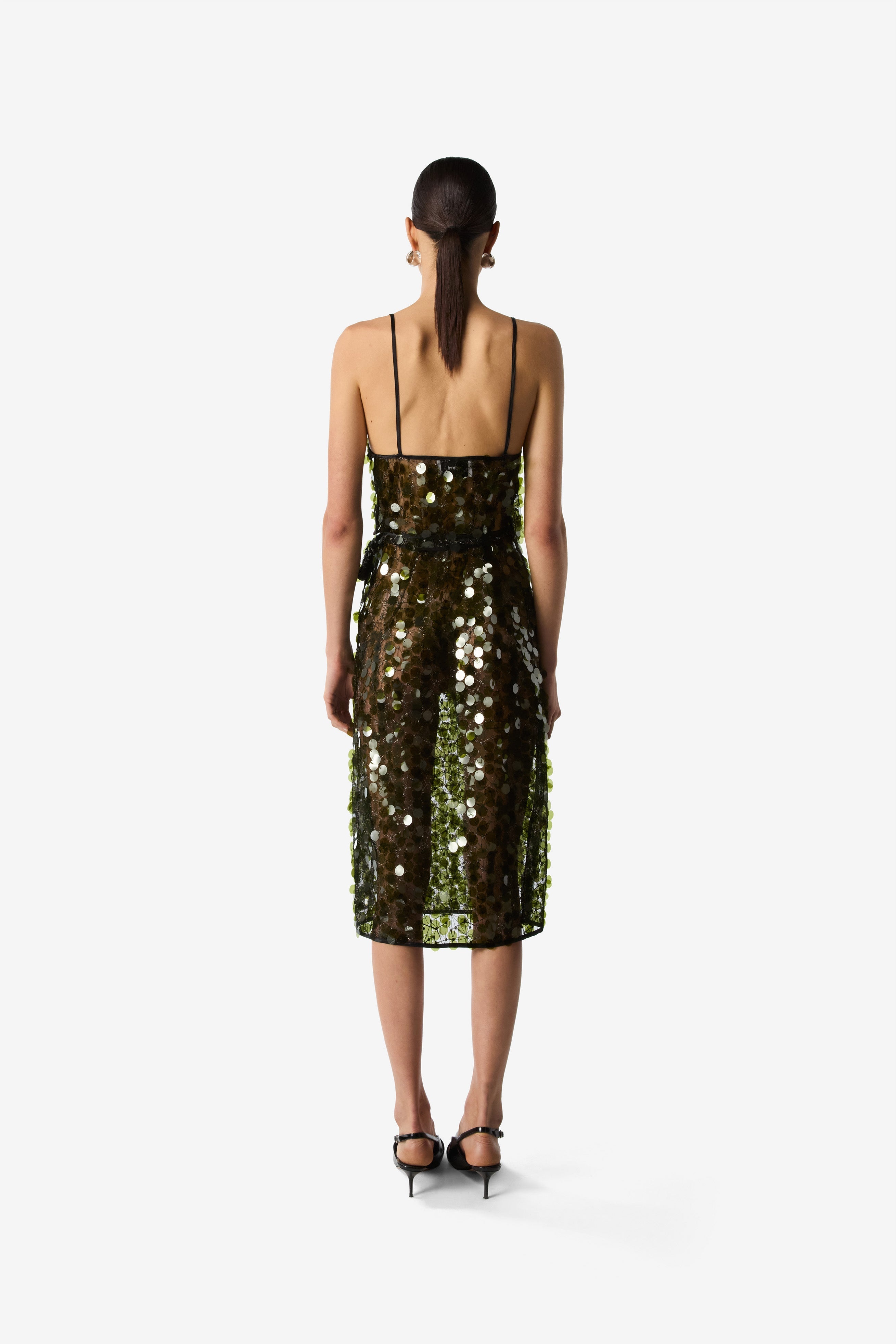 C-Logo Sequin Wrap Slip Dress - 5