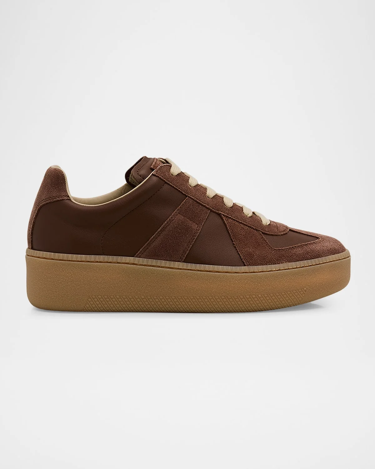 Replica Mixed Leather Platform Sneakers - 1