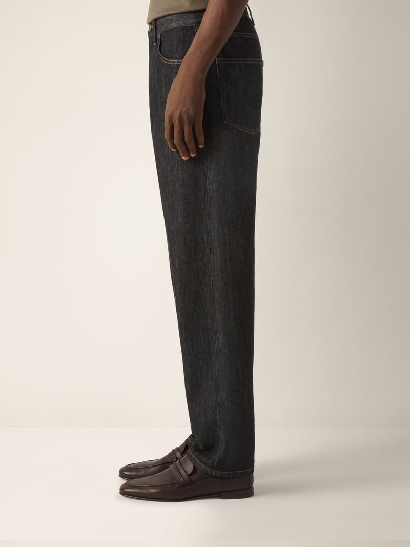 BLACK RINSE-WASHED COTTON AND SILK ROCCIA JEANS 3