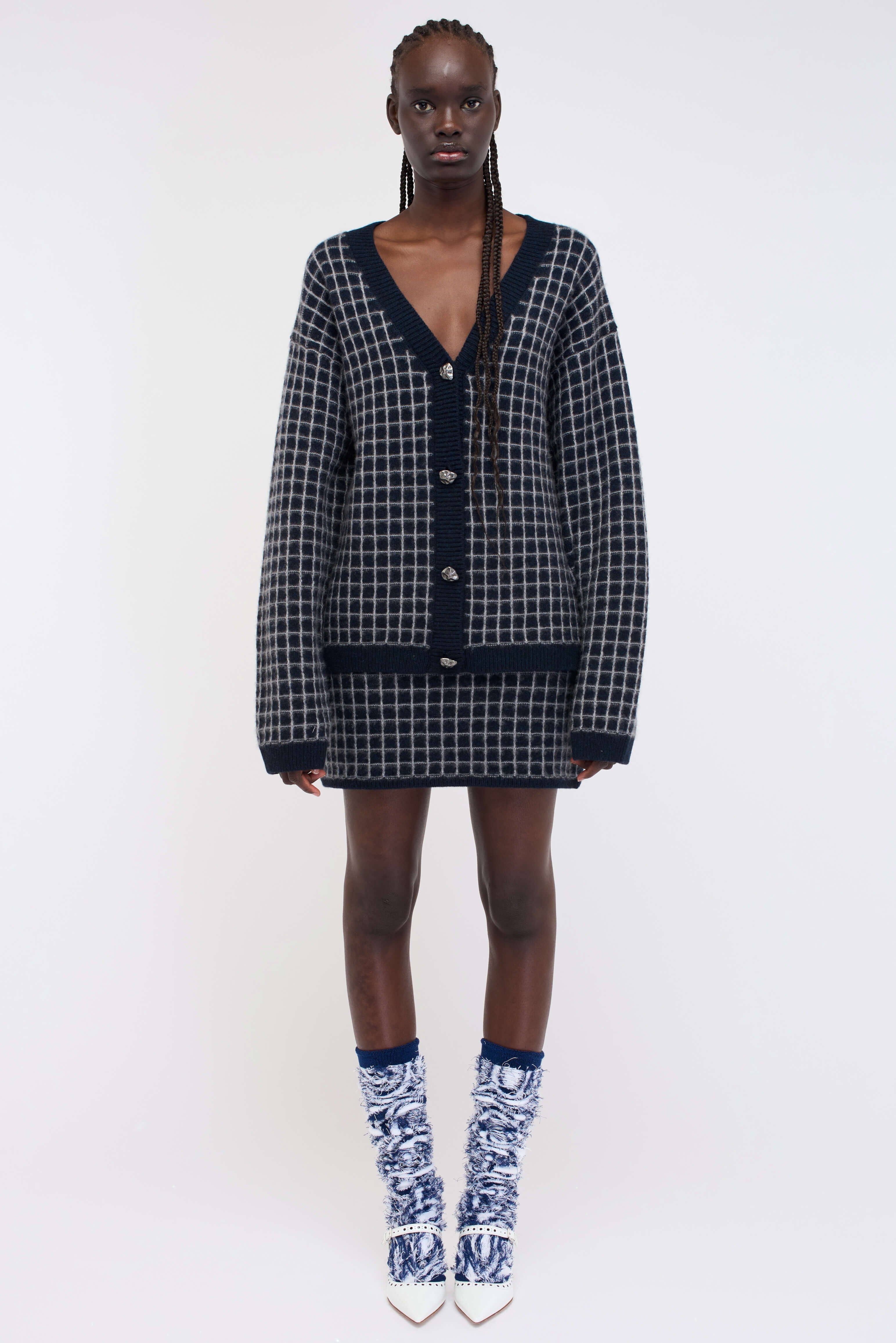 GRID STITCH WOMEN'S CARDIGAN - 3