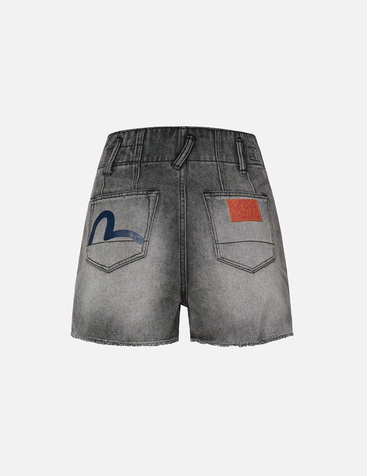 SEAGULL PRINT LIGHT GREY DENIM SHORTS - 1