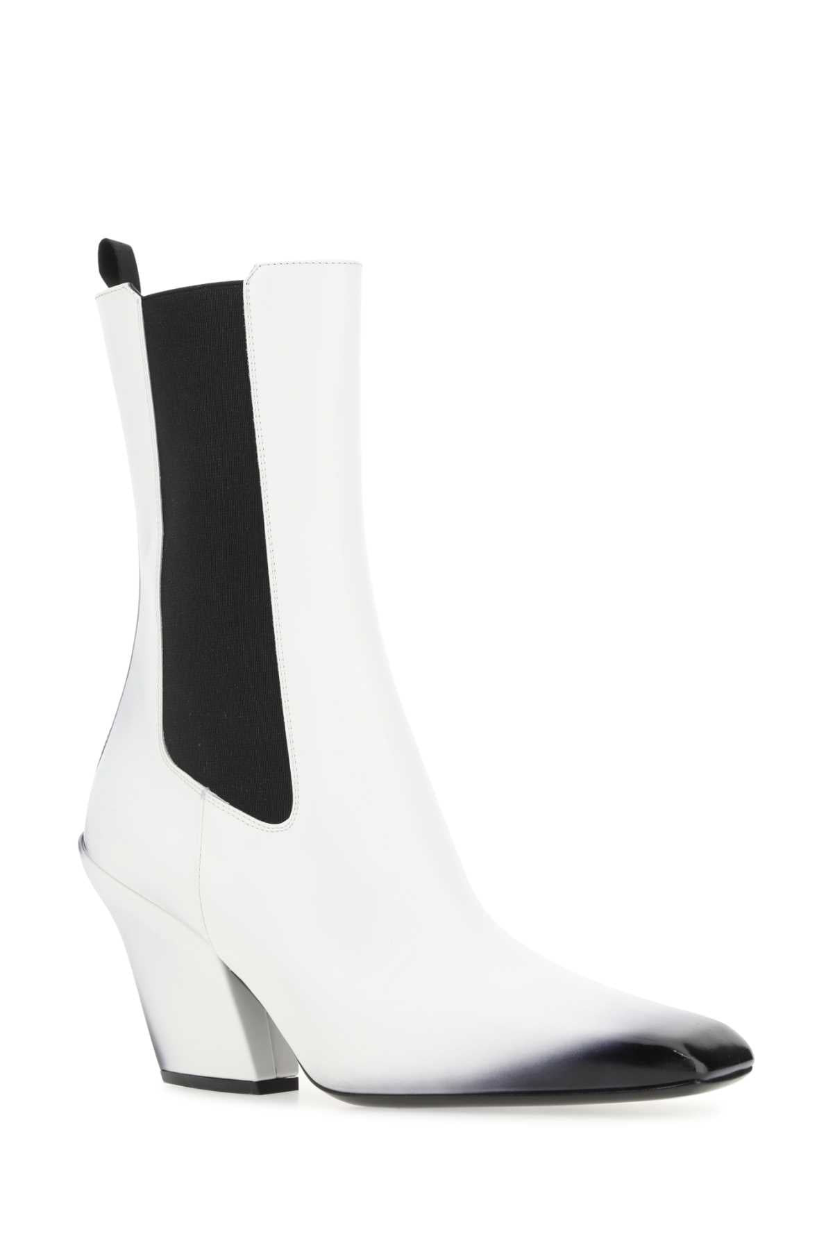 Prada Women White Leather Ankle Boots - 2