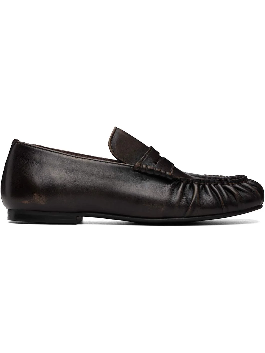 Brown Aven Vintage Effect Leather Loafers - 1