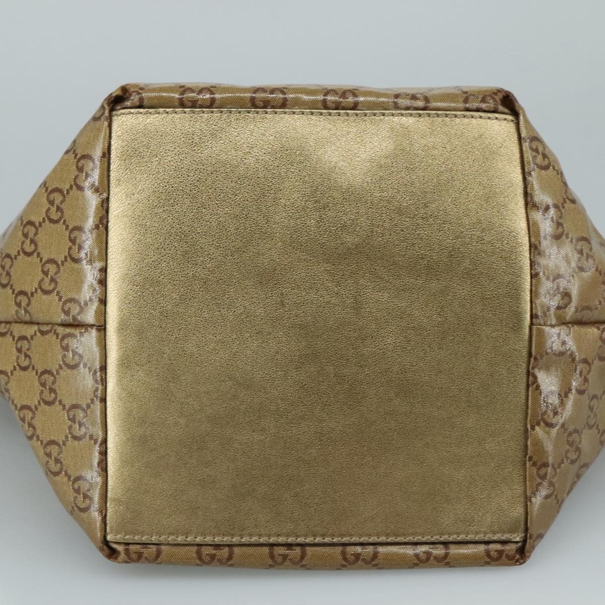 GUCCI GG Crystal Sherry Line Hand Bag Gray Gold Brown - 8