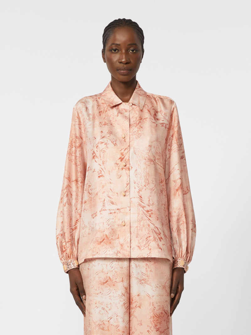 CRESPO Printed silk shirt - PINK 3