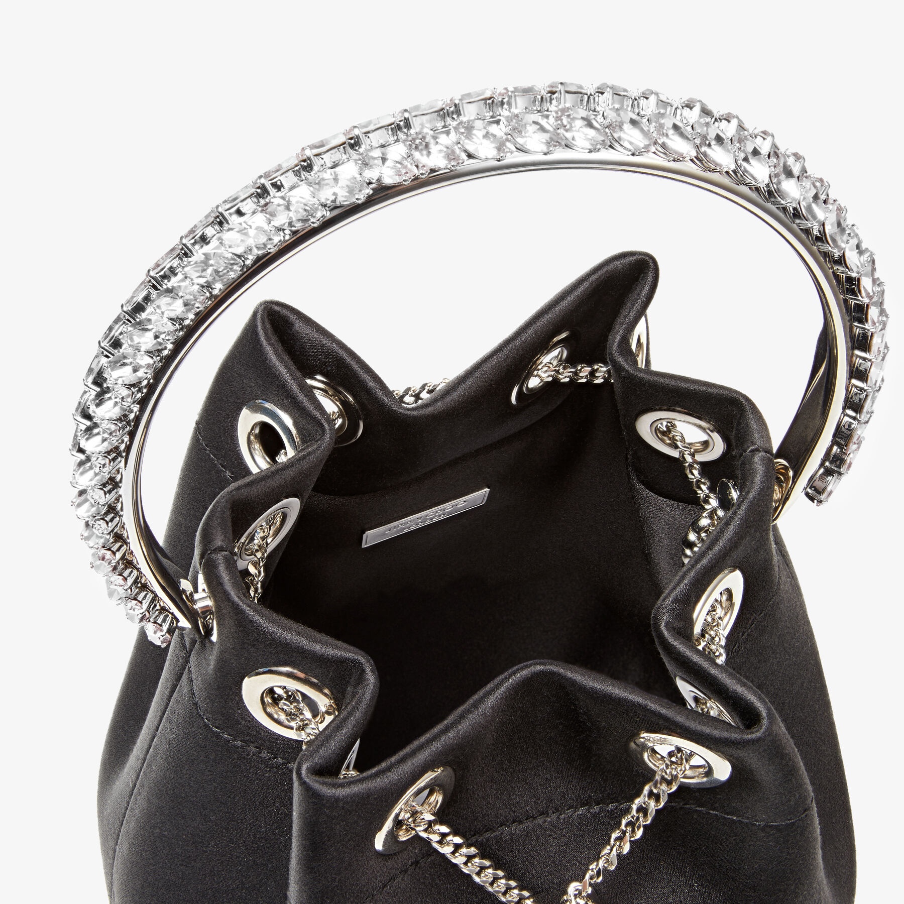 Bon Bon
Black Satin Bag with Crystal Handle - 5