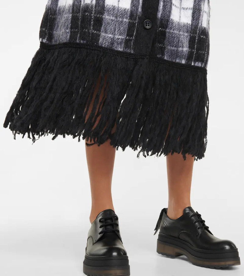 fringed 체크 인쇄 카디건 5