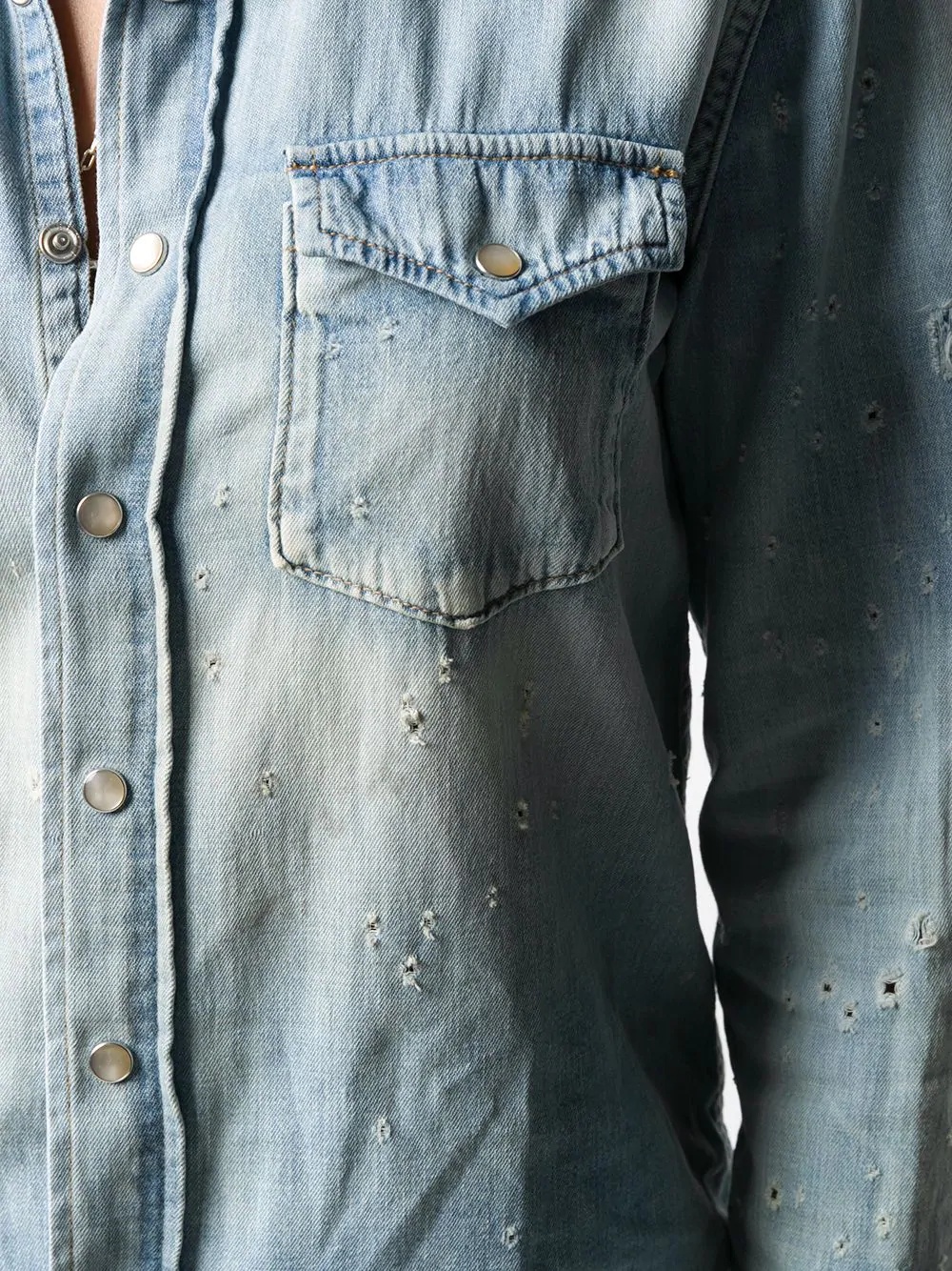 distressed denim shirt - 5