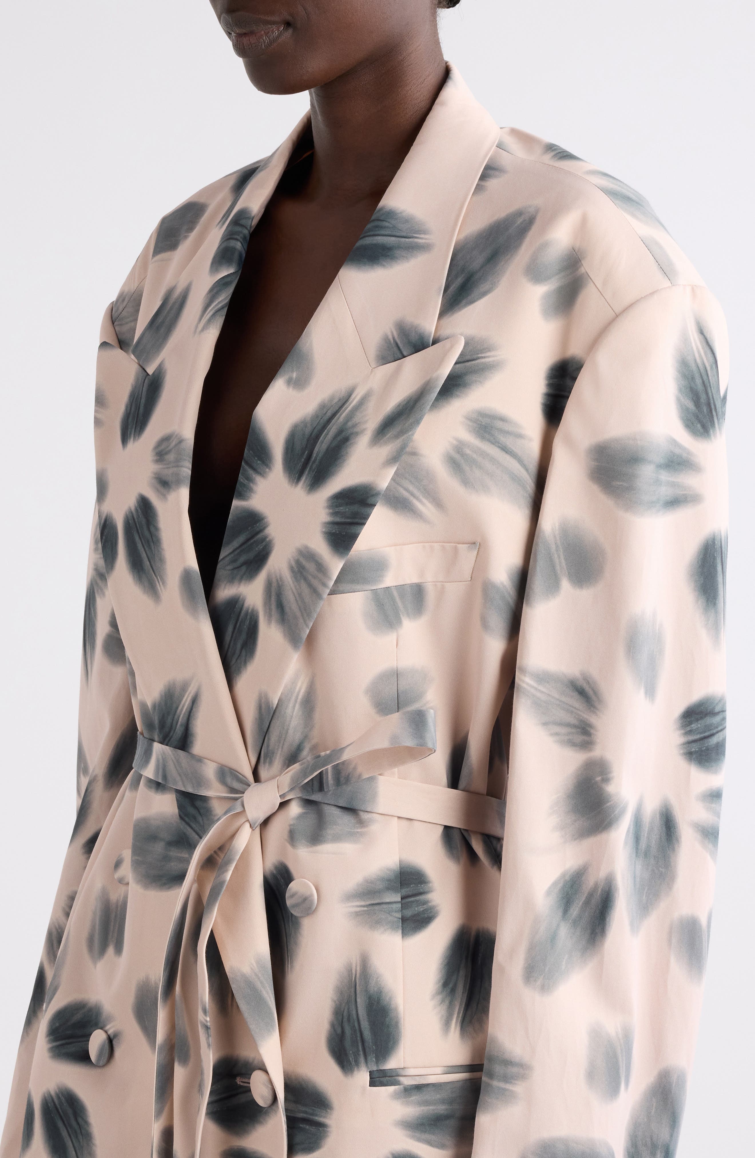 Dries Van Noten Blessy Floral Print Belted Double Breasted Blazer in Blush at Nordstrom - 5