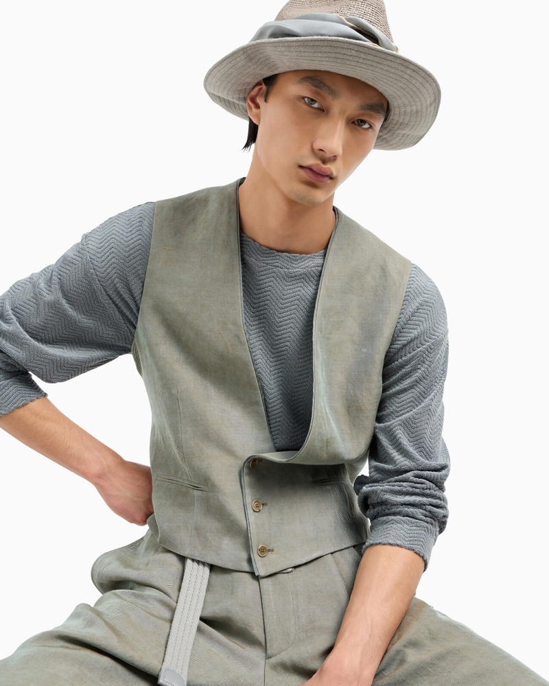 CREW-NECK SWEATSHIRT IN CHEVRON SILK AND COTTON 6