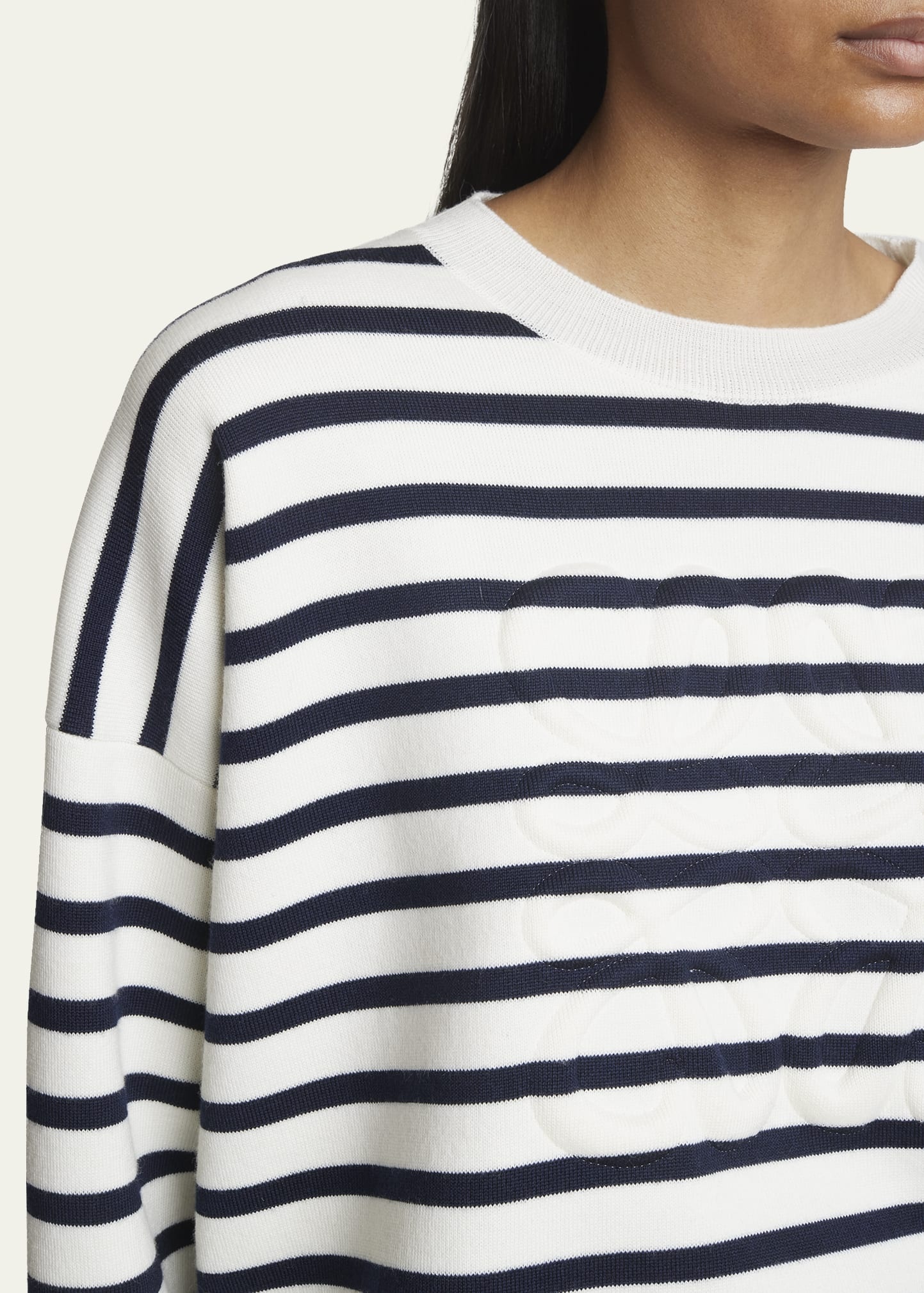 Striped Wool-Blend Sweater with Anagram Detail - 5