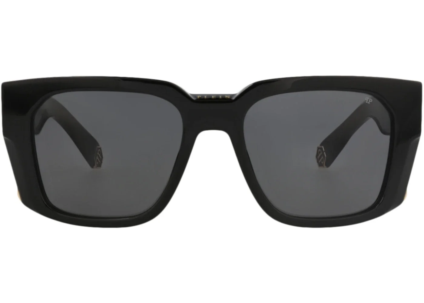 Philipp Plein Square-Frame Acetate Sunglasses Black Black Smoke (SPP130M-54-0700) - 1