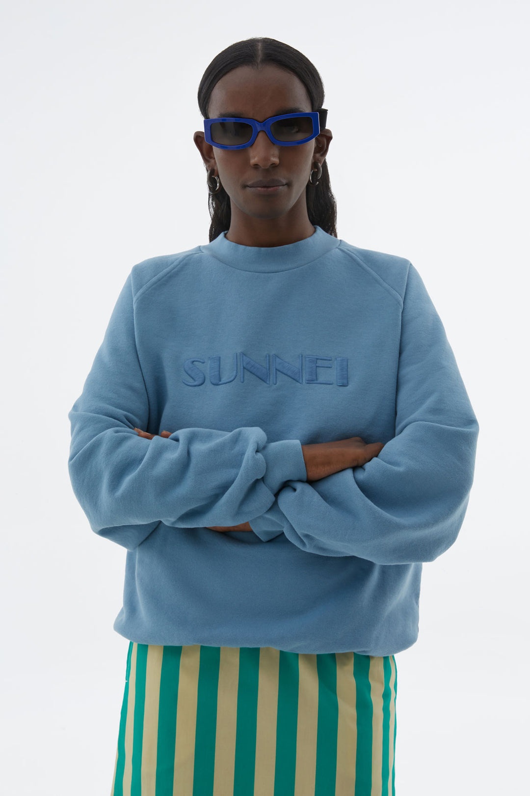 LIGHT BLUE SWEATSHIRT WITH EMBROIDERED LOGO - 2