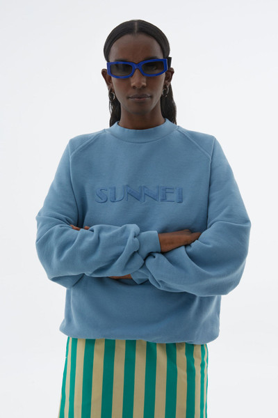 SUNNEI LIGHT BLUE SWEATSHIRT WITH EMBROIDERED LOGO outlook