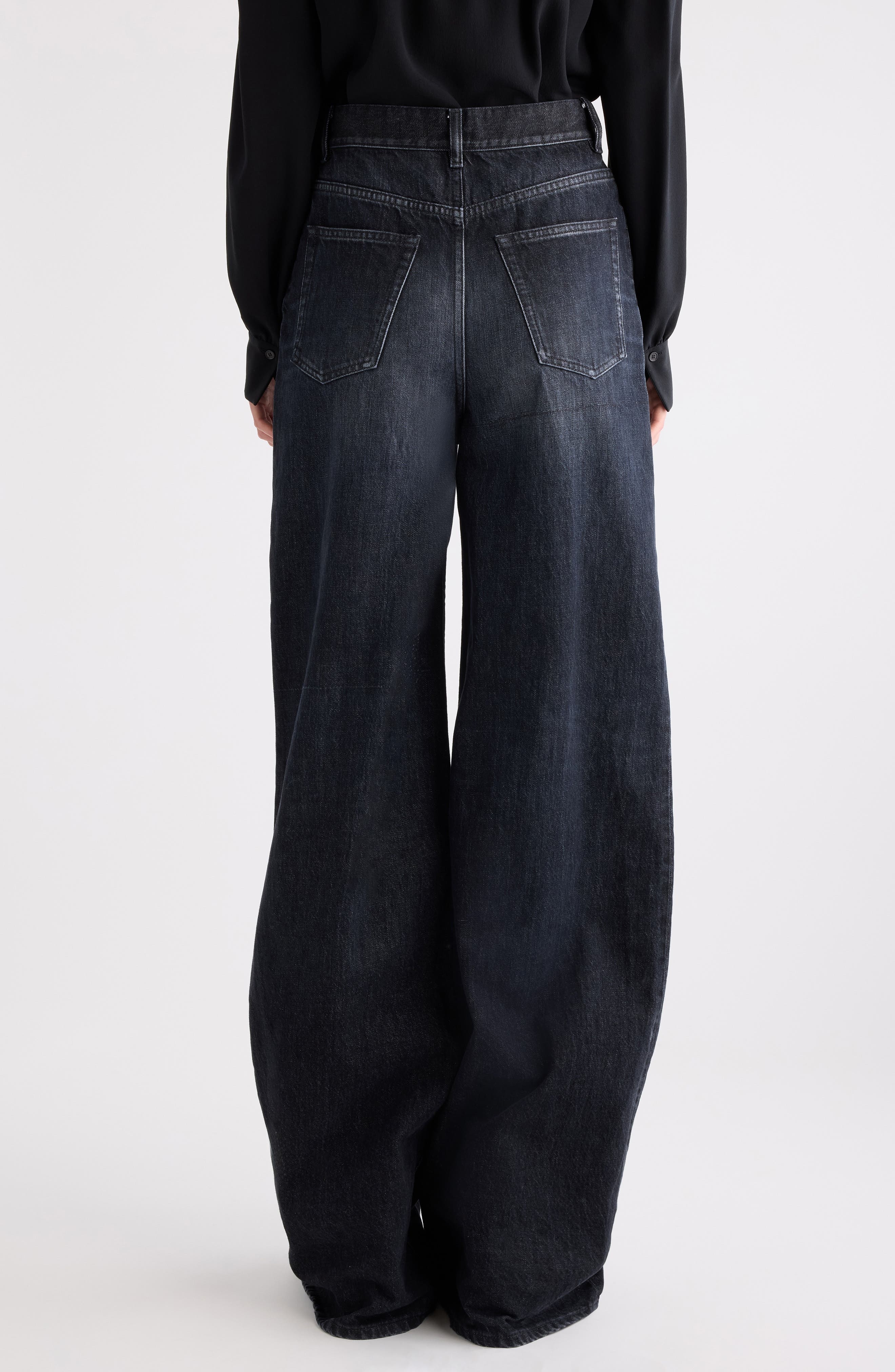 Chloé High Waist Wide Leg Jeans in Onyx Black at Nordstrom - 3