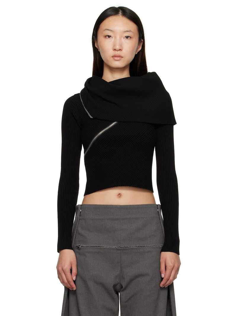 00s JEAN PAUL GAULTIER ダブルジップハイネックニット 黒 Jean Paul Gaultier Black Zipped Turtleneck - 2503WPO009K000