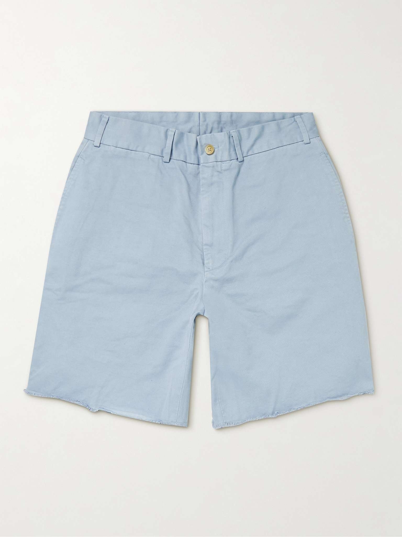 Wide-Leg Distressed Cotton-Gabardine Bermuda Shorts - 1