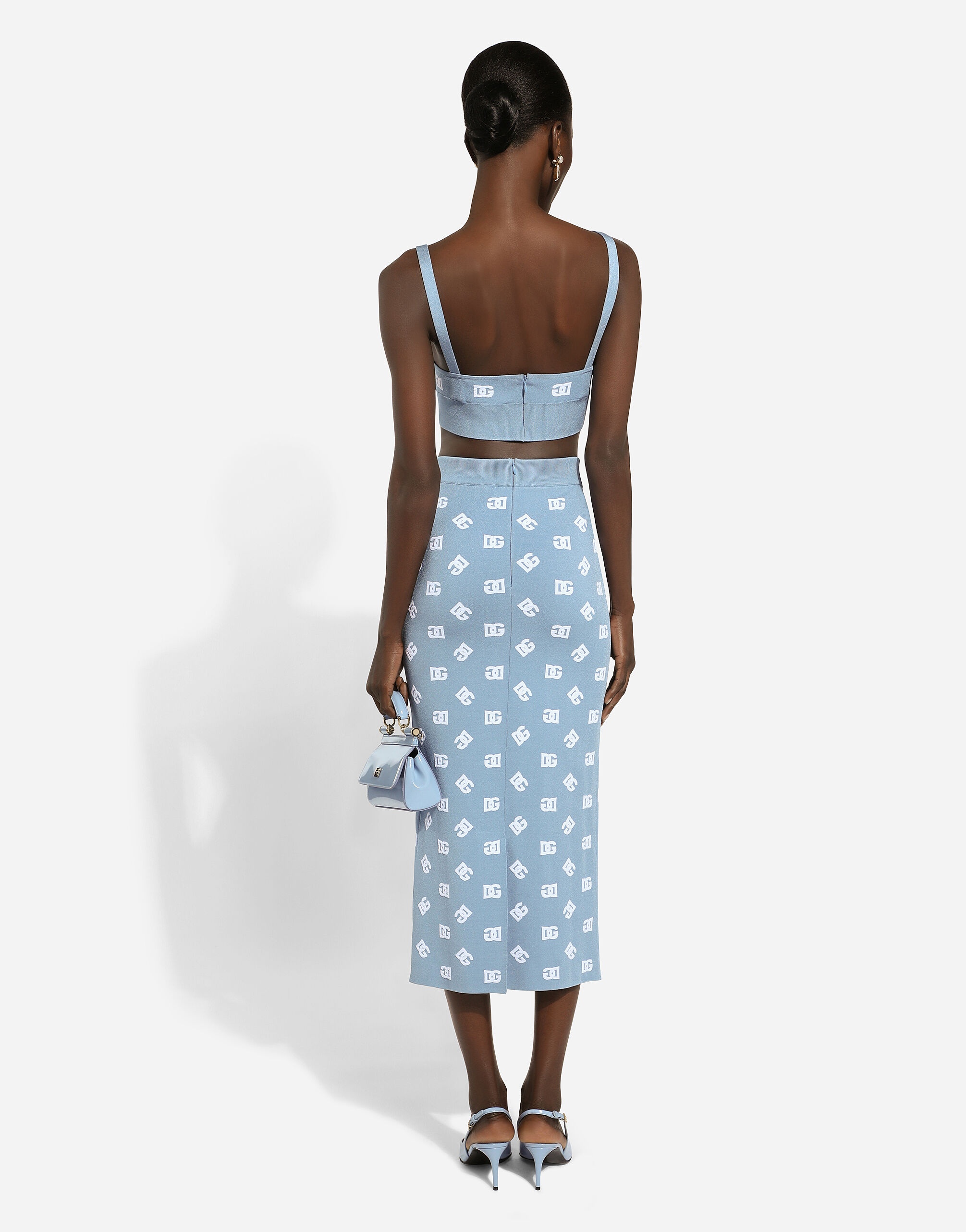 Viscose pencil skirt with jacquard DG logo - 3