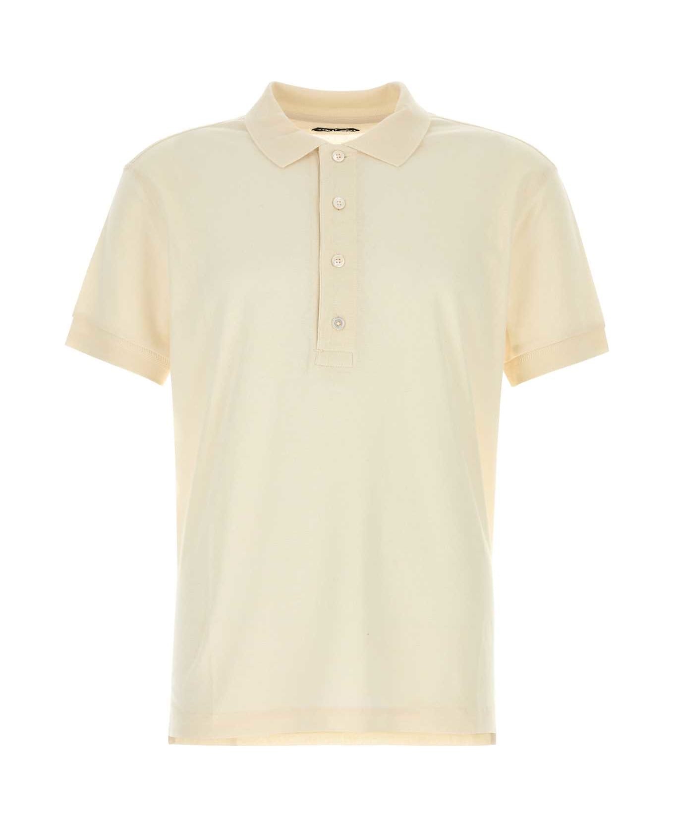 Ivory Cotton Blend Polo Shirt - 1