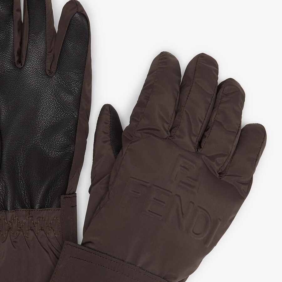 Brown tech nylon gloves - 2