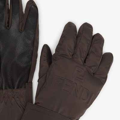 FENDI Brown tech nylon gloves outlook