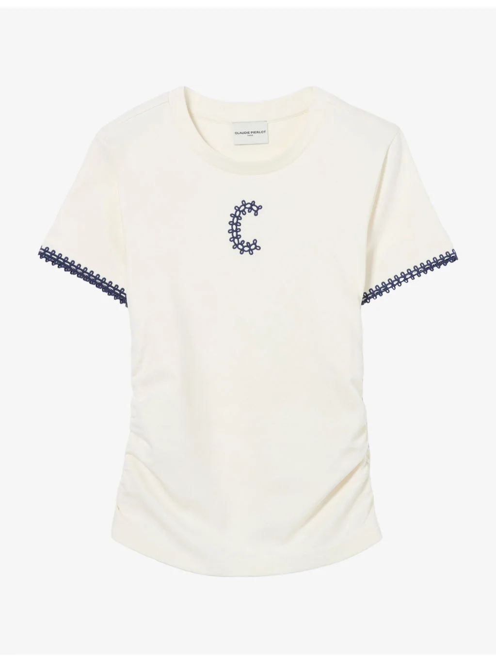 Brand-Embroidered Ruched Jersey T-Shirt - 1