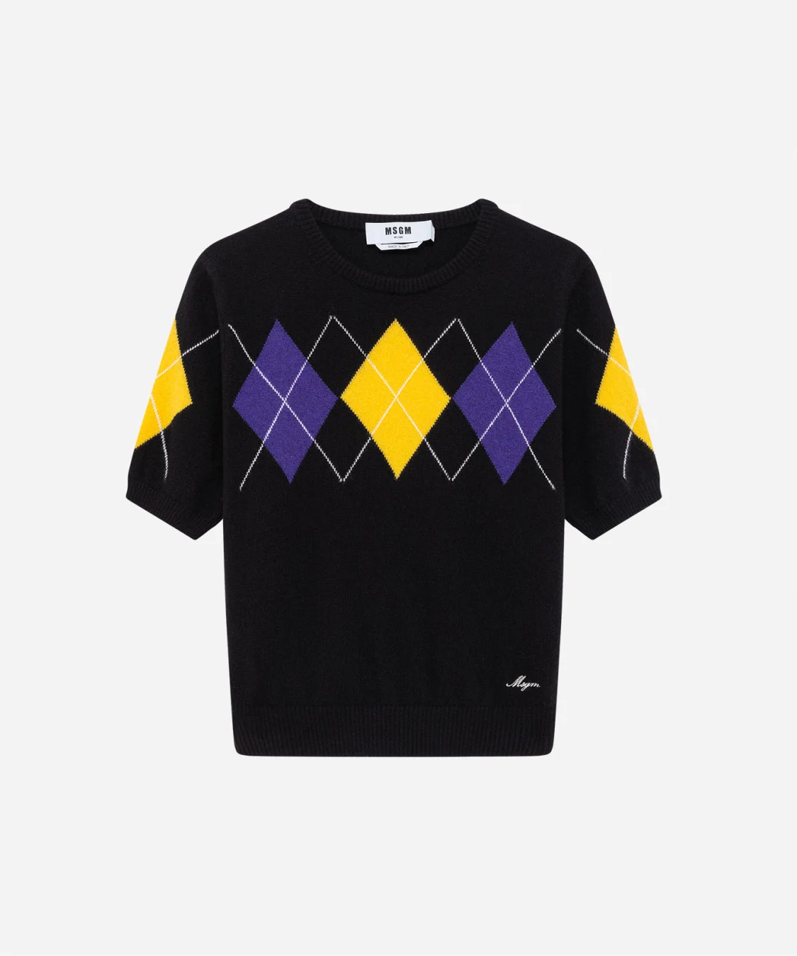 Cashmere wool blend sweater with argyle pattern - 1
